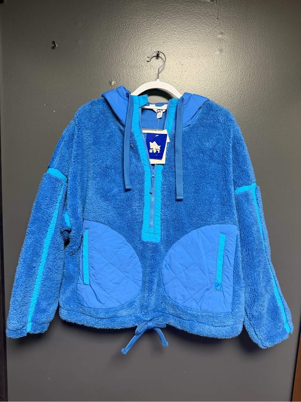 NWT JoyLab Contrast High-Pile Half-Zip Teddy Fleece Jacket - XXL Super Sonic Blu